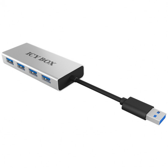 HUB 4Port ICY BOX 4xUSB3.0 Aluminium passiv Silver/Grey