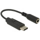 KAB USB C Adapter Klinkenbuchse 14 cm schwarz f r Handys Delock