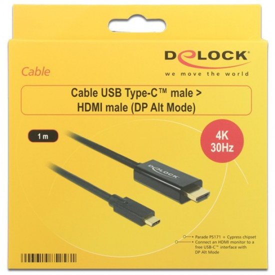 KAB USB-C HDMI (ST-ST) 1m 4K 30Hz DeLOCK Black
