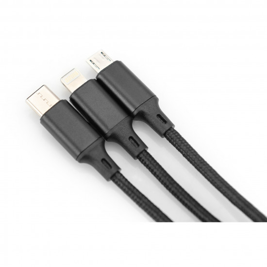 USB Lightning/Micro-USB/USB-C 1m Digitus Black