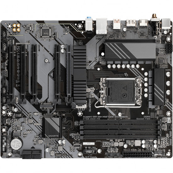 Mainboard|GIGABYTE|Intel B760 Express|LGA1700|ATX|Memory DDR5|Memory slots 4|4xPCI-Express 3.0 1x|1xPCI-Express 4.0 16x|2xM.2|1xHDMI|1xDisplayPort|2xAudio-In|1xAudio-Out|4xUSB 2.0|1xUSB 3.2|1xUSB-C|1xPS/2|1xRJ45|2xRF-Out|B760DS3HAX1.1