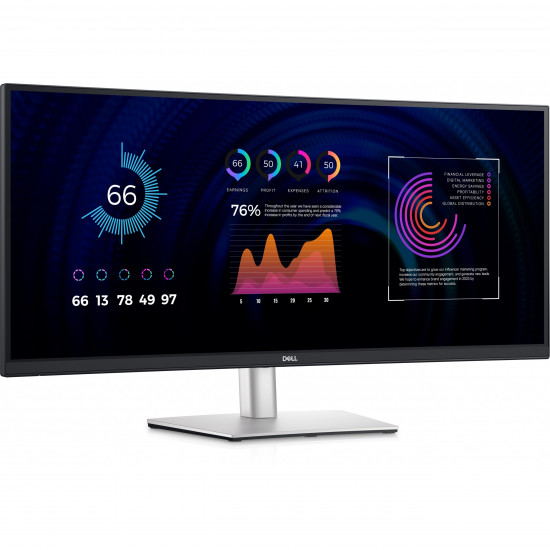 86,4cm/34inch (3440x1440) Dell P3424WE WQHD IPS Curved 21:9 60Hz 5ms HDMI DP USB-Hub VESA Black/Silver