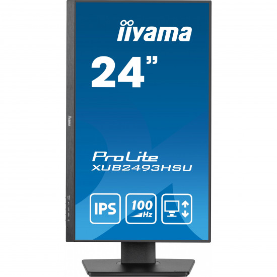 61cm/24inch (1920x1080) Iiyama ProLite XUB2493HSU-B6 16:9 FHD IPS 100Hz 1ms HDMI DP Pivot Vesa Speaker Black