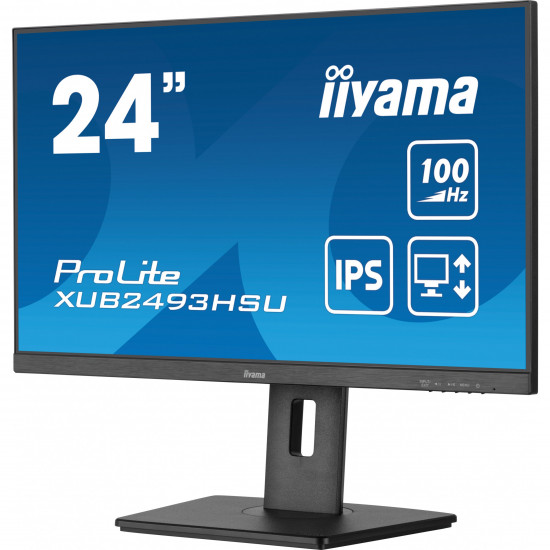 61cm/24inch (1920x1080) Iiyama ProLite XUB2493HSU-B6 16:9 FHD IPS 100Hz 1ms HDMI DP Pivot Vesa Speaker Black