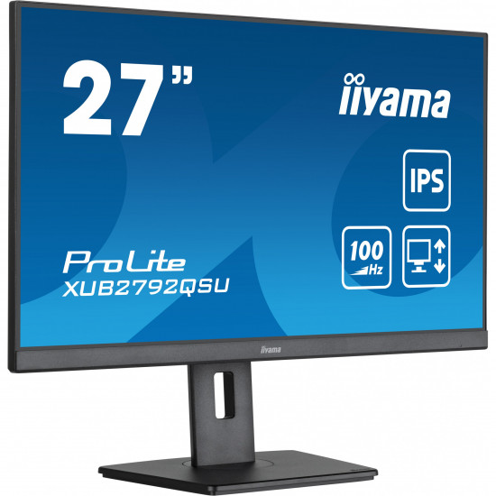 68,5cm/27inch (2560x1440) Iiyama ProLite XUB2792QSU-B6 16:9 WQHD IPS 100Hz 0,4ms HDMI DP USB Pivot Speaker Black