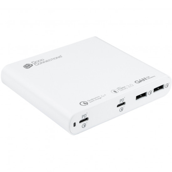 USB Desktop Schnellladestation 120W mit GaN-Technologie 4-Port 2xUSB-C 2xUSB-A PD3.0 QC4+ GoodConnections White