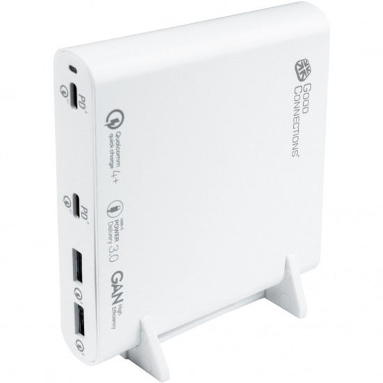 USB Desktop Schnellladestation 120W mit GaN-Technologie 4-Port 2xUSB-C 2xUSB-A PD3.0 QC4+ GoodConnections White
