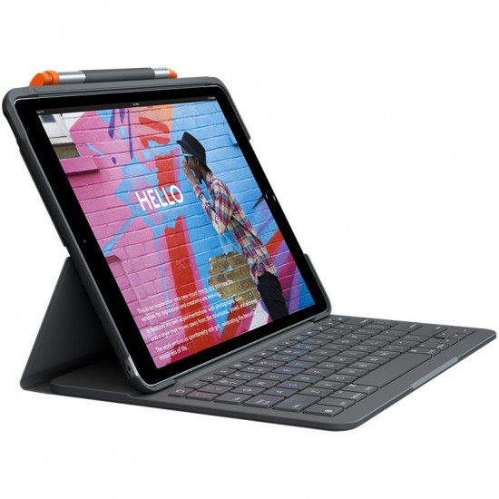 Logitech Slim Folio Bluetooth Tastatur und Schutzh lle iPad 7./8. Generation grey QWERTZ DE - Keyboard layout might be German