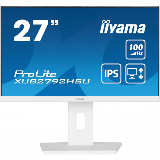 68,6cm/27inch (1920x1080) Iiyama Prolite XUB2792HSU-W6 16:9 FHD IPS 100Hz 0,4ms HDMI DP USB LS Pivot Vesa White