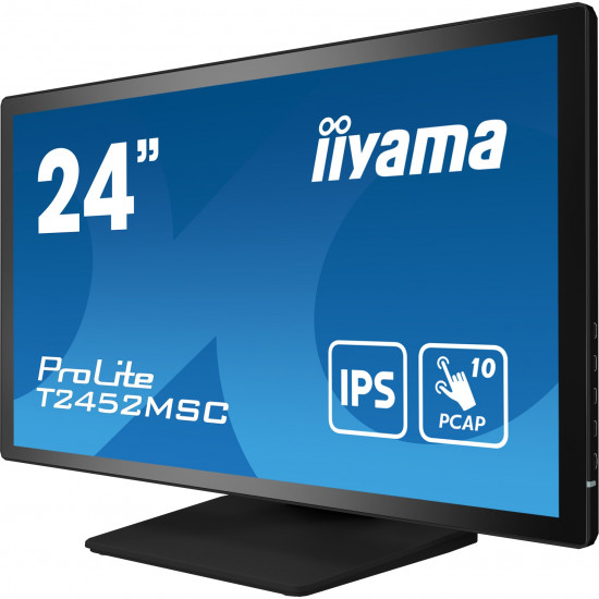 61cm/24inch (1920x1080) Iiyama ProLite T2452MSC-B1 16:9 FHD IPS Touch 14ms HDMI DP USB-C Speaker Black