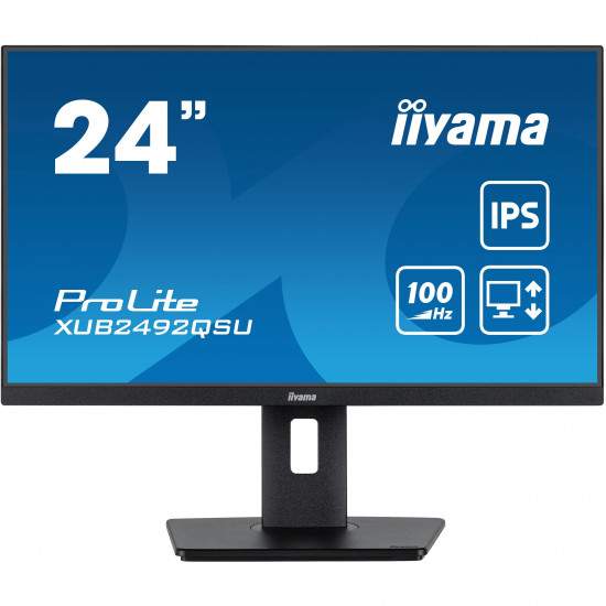 61cm/24inch (2560x1440) Iiyama ProLite XUB2492QSU-B1 16:9 WQHD IPS 0,5ms 100Hz HDMI DP USB Speaker Pivot Black