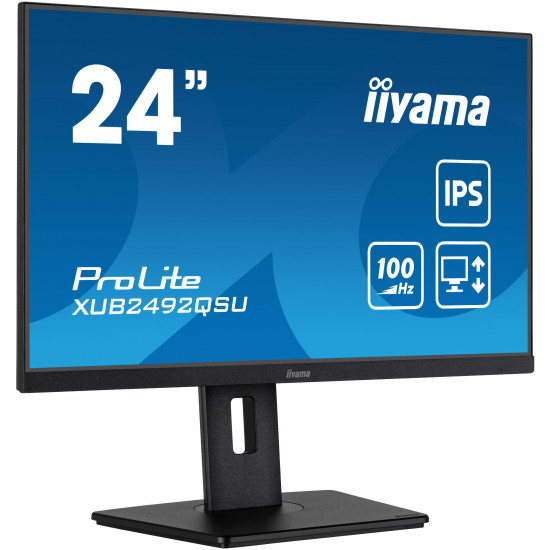 61cm/24inch (2560x1440) Iiyama ProLite XUB2492QSU-B1 16:9 WQHD IPS 0,5ms 100Hz HDMI DP USB Speaker Pivot Black