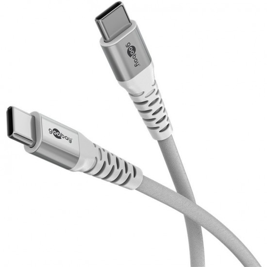 Goobay USB-C (ST-ST) 1m Anschlusskabel Textilmantel Wei 