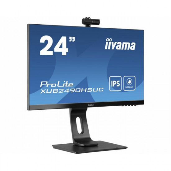 61cm/24inch (1920x1080) Iiyama ProLite XUB2490HSUH-B1 16:9 FHD IPS 4ms 100Hz HDMI DP USB Webcam Speaker Pivot Black