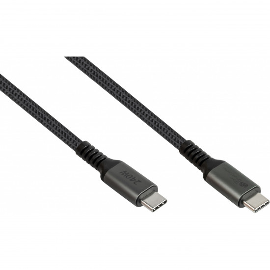 GoodConnections USB-C 2.0 (ST-ST) 0,5m Anschlusskabel Textilmantel 240W Anthrazit