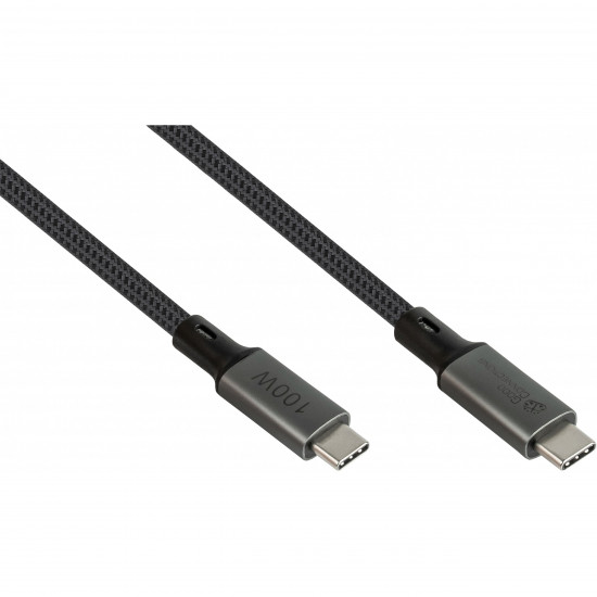 GoodConnections USB-C 4.0 (ST-ST) 0,5m Anschlusskabel Textilmantel 100W 8K 30Hz Anthrazit