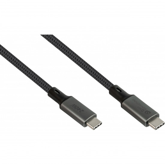 GoodConnections USB-C 4.0 (ST-ST) 1,8m Anschlusskabel Textilmantel 240W 8K 60Hz Anthrazit