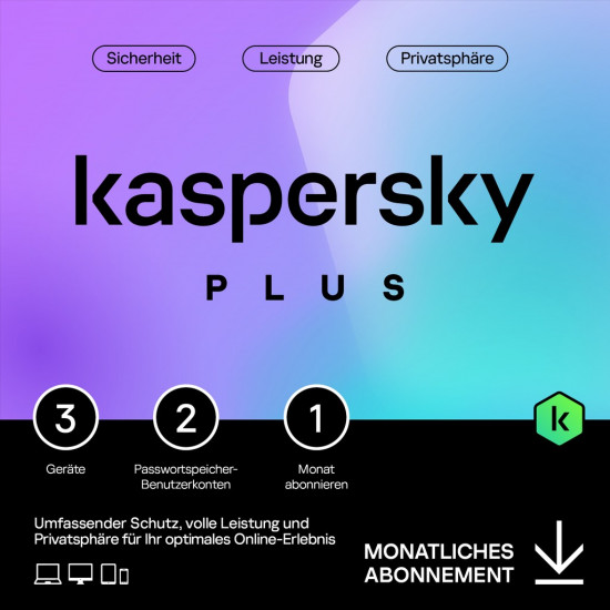 Kaspersky Plus 3 Device, 1 Month - Subscription (ABO) ESD-DownloadESD