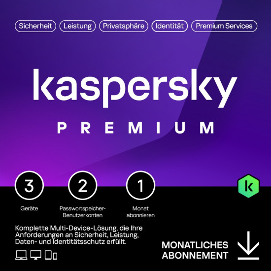 Kaspersky Premium 3 Devices, 1 Month - Subscription (ABO) ESD-DownloadESD