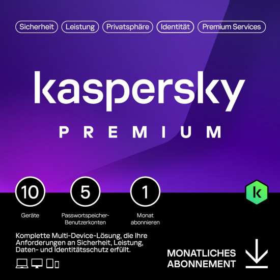 Kaspersky Premium 10 Devices, 1 Month - Subscription (ABO) ESD-DownloadESD