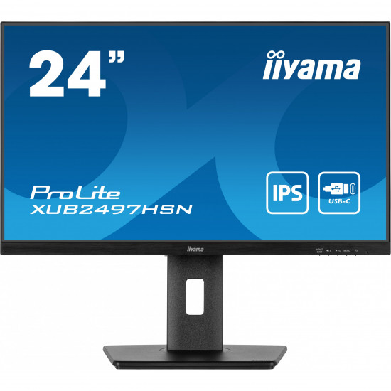 60,5cm/24inch (1920x1080) Iiyama PROLITE XUB2497HSN-B1 16:9 FHD IPS 1ms 100Hz HDMI DP USB-C RJ45 Speaker Pivot Black