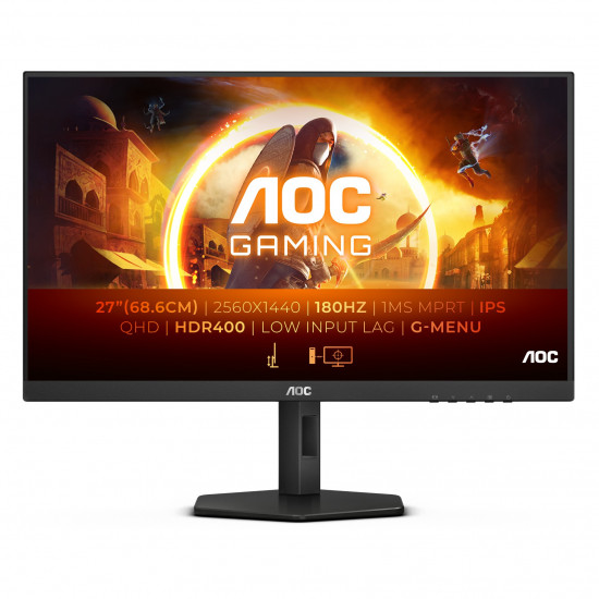 68,6cm/27inch (2560x1440) AOC Gaming Q27G4X 16:9 QHD IPS 1ms 180Hz HDR400 HDMI DP Speaker Pivot Black