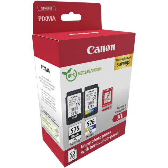 Canon Tinte PG-575XL/CL-576XL 5437C006 2er Multipack (BK/Color) inkl. Fotopapier