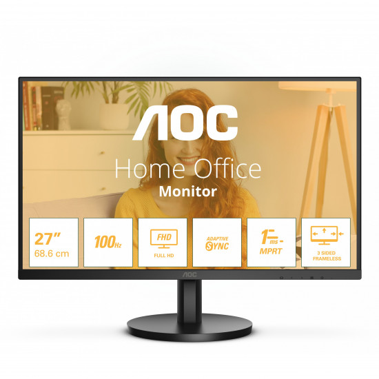 68,6cm/27inch (1920x1080) AOC Basic-line 27B3HMA2 16:9 FHD VA 4ms 100Hz HDMI VGA Speaker Black