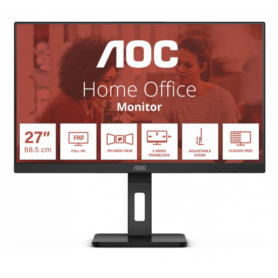 68,6cm/27inch (1920x1080) AOC 27E3QAF 16:9 FHD IPS 4ms 75Hz HDMI VGA DP Speaker Pivot Black