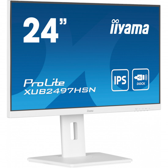 61cm/24inch (1920x1080) Iiyama ProLite XUB2497HSN-W1 16:9 FHD IPS HDMI DP USB-C Speaker Pivot White