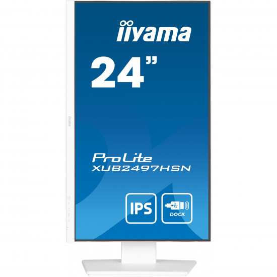 61cm/24inch (1920x1080) Iiyama ProLite XUB2497HSN-W1 16:9 FHD IPS HDMI DP USB-C Speaker Pivot White