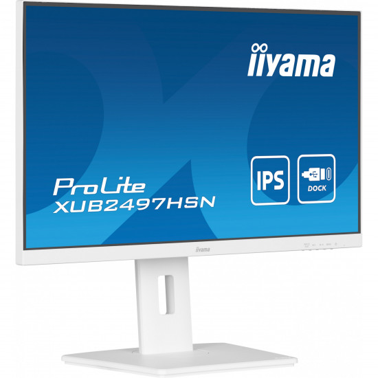 61cm/24inch (1920x1080) Iiyama ProLite XUB2497HSN-W1 16:9 FHD IPS HDMI DP USB-C Speaker Pivot White