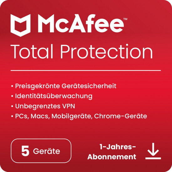 McAfee Total Protection - 5 Device, 1 Year - ESD-DownloadESD