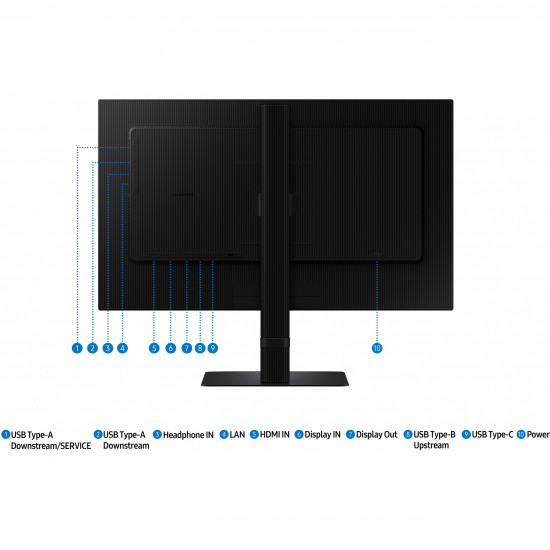 61cm/24inch (2560x1440) Samsung LS24D600UAUXEN 16:9 WQHD IPS 5ms 100Hz DP HDMI USB-C Pivot KVM Black