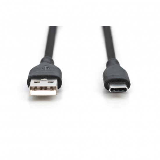 Digitus USB-A USB-C 2.0 (ST-ST) 0,5m Ladekabel Silikon 60W Schwarz