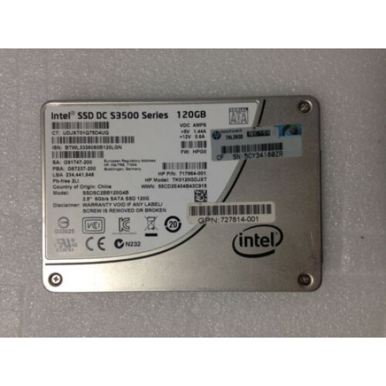 120GB HP Intel, S3500 Series, SATA, SFF, 2.5