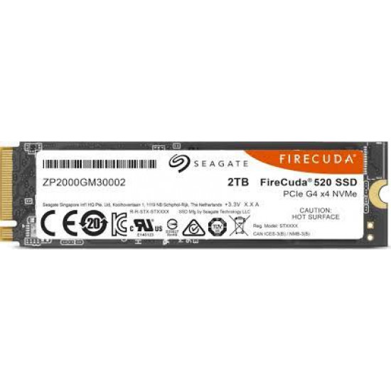 2TB Seagate Firecuda 520, M.2 (2280), PCIe Gen4x4, NVMe 1.3, SSD