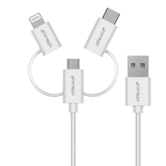 3-in-1 Cirago Sync Charge Cable (white) ***New Launch***