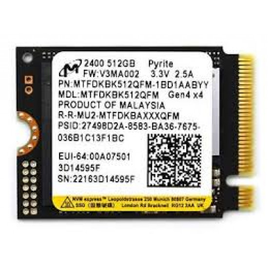 512GB Micron, M.2-2230, NVMe, PCIe Gen4X4, SSD